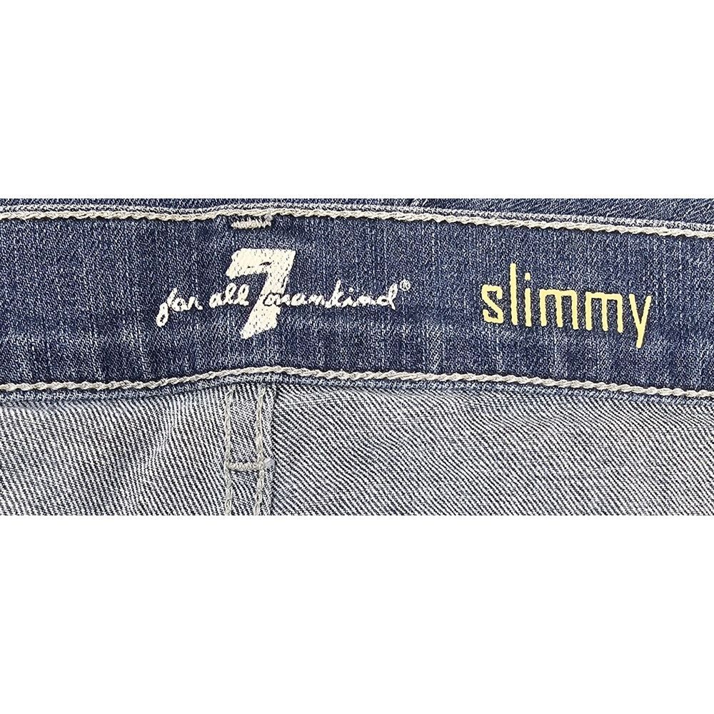 7 For all Mankind Jeans Mens 40x28 Blue Medium‎ Wash Denim Slimmy Slim Fit - Picture 5 of 8
